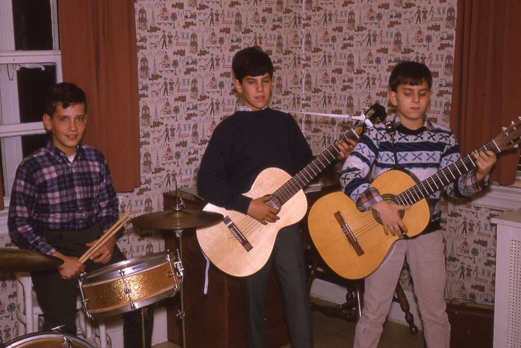 A young rock band practicing in 1966