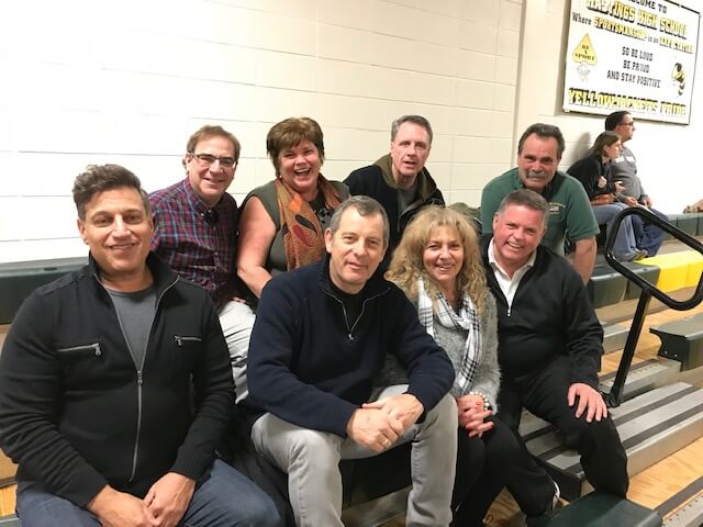 Dedication Ceremony of the Cochran Gym Floor for Coach John Costello. Pictured are members of HHS ’76.