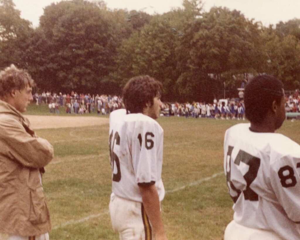 Quarterback, Gordie Solovey, HHS ’83, at HHS Varsity Football game in early 1980’s at Reynolds Field.
