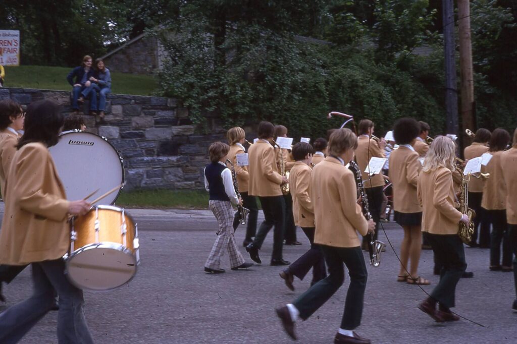 Memorial Day Parade 1974 – HHS Marching Band marching down Main Street